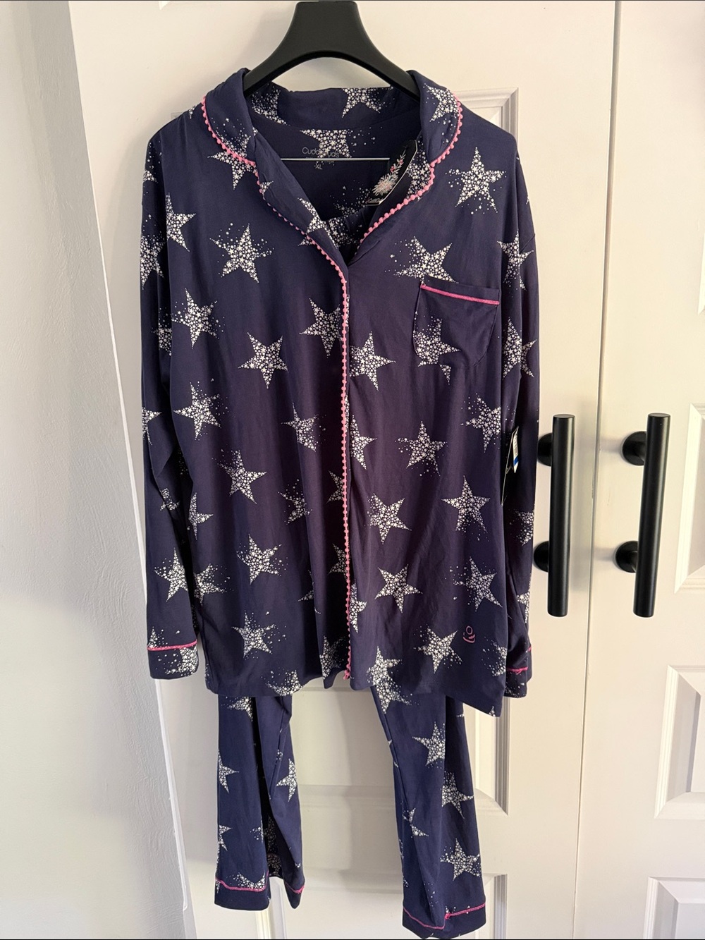 Cuddl Duds Long Sleeve Pajama Set Purple & White XL